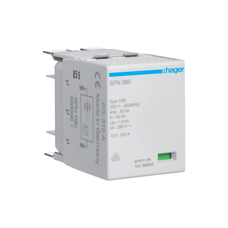 Hager SPN080 Výměnný modul svodiče T1+T2, Iimp 25 kA (10/350) pro SPN8xxx