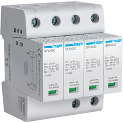Hager SPN901 Kombinovaný svodič přepětí T1+T2, Iimp 12,5 kA (10/350), 4-pól pro síť TN-S,  MOV