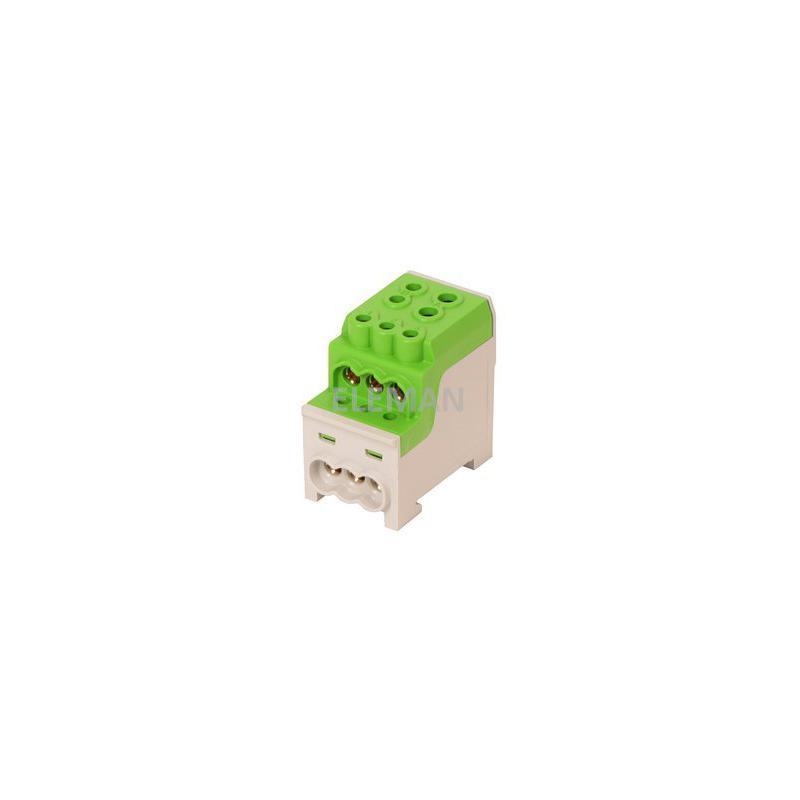 Eleman 1003209 Blok pro rozdělení fází UVB 200 PE, 1pól., 200A, AL/CU, 1000V, zelený, na DIN