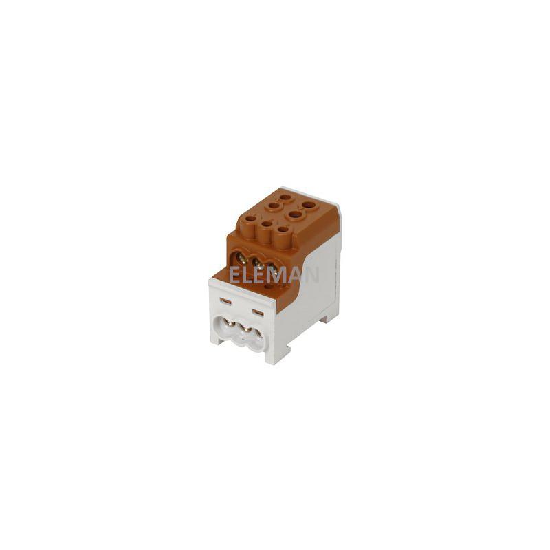 Eleman 1003210 Blok pro rozdělení fází UVB 200 L B, 1pól., 200A, AL/CU, 1000V, hnědý, na DIN
