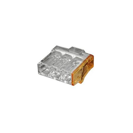 Eleman 1004681 Svorka krabicová miniaturní PC213-O bezšroubová 3x 0,5-2,5 mm2, transparentní/oranžová