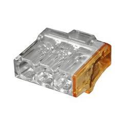 Eleman 1004681 Svorka krabicová miniaturní PC213-O bezšroubová 3x 0,5-2,5 mm2, transparentní/oranžová