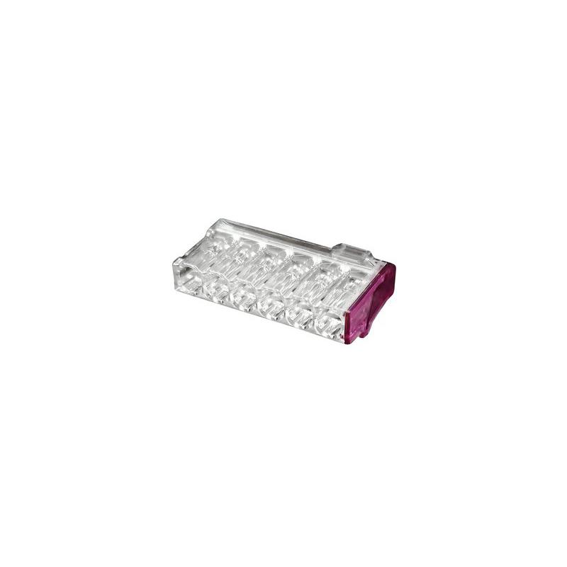 Eleman 1004684 Svorka krabicová miniaturní PC216-P bezšroubová 6x 0,5-2,5 mm2, transparentní/fialová