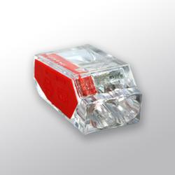 WAPRO PC252 krabicová WAPRO svorka bezšroubová, 1 - 2,5 mm2, 2 pólová, průhledná / červené odlišení , 100 ks
