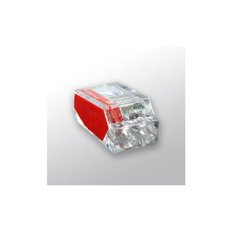 WAPRO PC252 krabicová WAPRO svorka bezšroubová, 1 - 2,5 mm2, 2 pólová, průhledná / červené odlišení