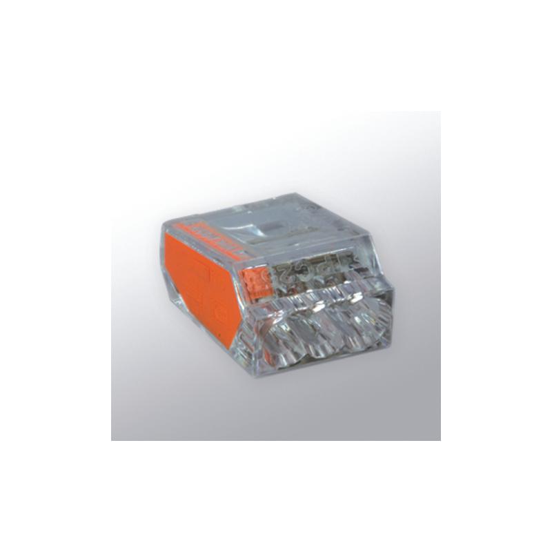 WAPRO PC253 krabicová WAPRO svorka bezšroubová, 1 - 2,5 mm2, 3 pólová, průhledná / oranžové odlišení