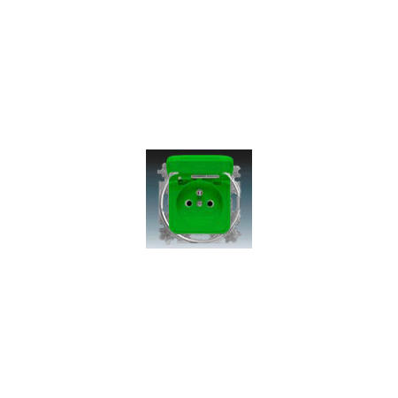 ABB 5519B-A02387 Z Zásuvka jednonás. chráněná, s clonkami, s víčkem, s bezšr. svorkami, zelená