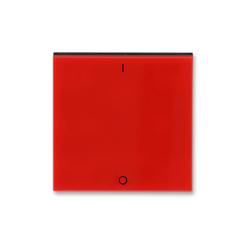 ABB 3559H-A00933 65 Kryt jednoduchý s potiskem a čirým průzorem (pro spínače řaz. 3S), červená/kouř. černá