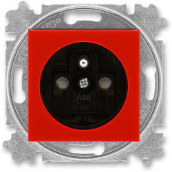 ABB 5519H-A02357 65 Zásuvka jednonásobná s ochranným kolíkem, s clonkami, červená/kouř. černá