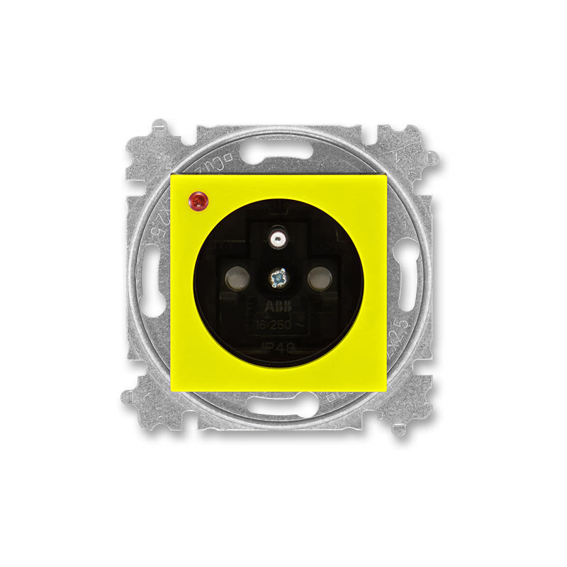 ABB 5599H-A02357 64 Zásuvka jednonásobná, s ochranou před přepětím, žlutá/kouřová černá