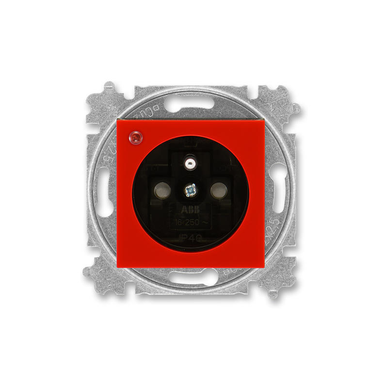 ABB 5599H-A02357 65 Zásuvka jednonásobná, s ochranou před přepětím, červená/kouř. černá