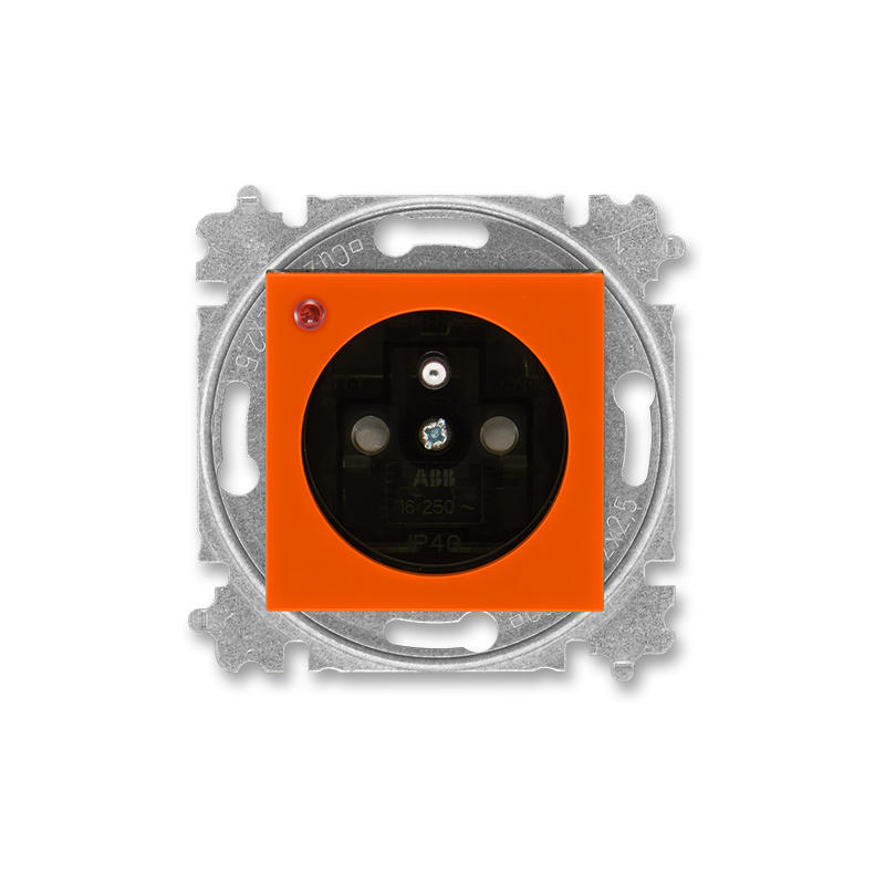 ABB 5599H-A02357 66 Zásuvka jednonásobná, s ochranou před přepětím, oranžová/kouř. černá