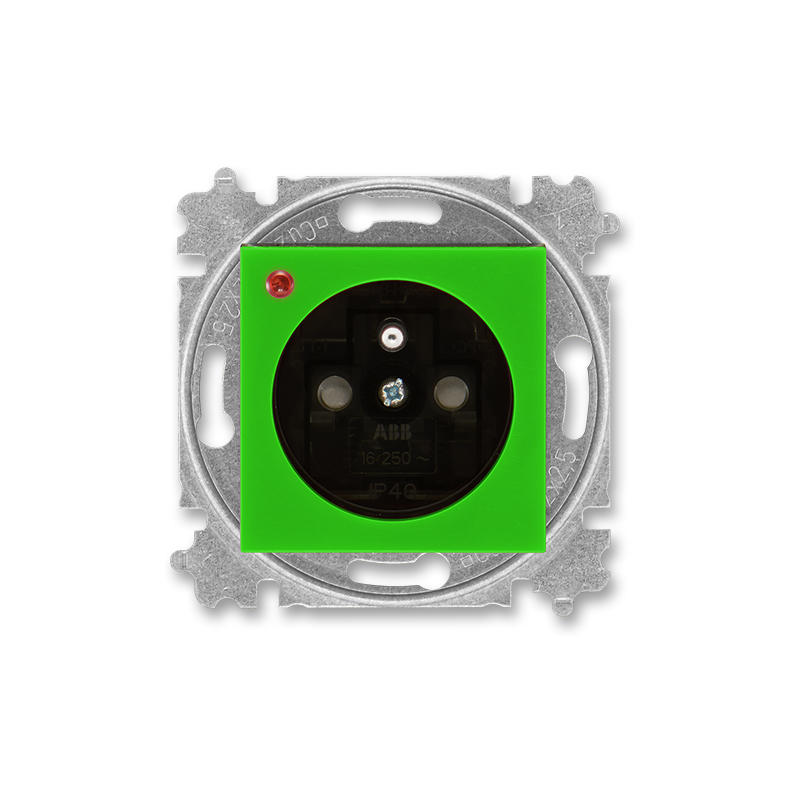 ABB 5599H-A02357 67 Zásuvka jednonásobná, s ochranou před přepětím, zelená/kouř. černá