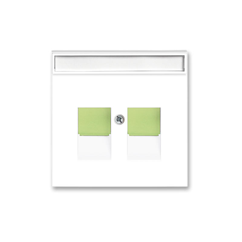 ABB 5014M-A11018 42 Kryt zásuvky komunikační, s krycími clonkami (pro 2 zásuvky), bílá/ledová zelená