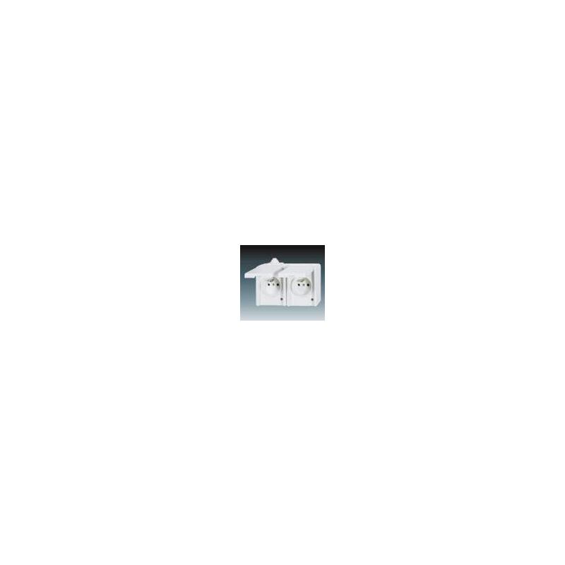 ABB 5518-2029 B Zásuvka dvojnásobná IP 44, s ochrannými kolíky, s víčky, bílá