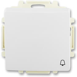 ABB 3557G-A80343 B1 Ovládač tlačítkový zapínací, s krytem, se symbolem zvonku, řaz. 1/0, jasně bílá
