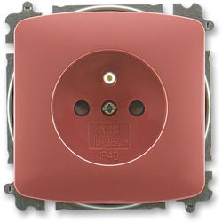 ABB 5519A-A02357 R2 Zásuvka jednonásobná s ochranným kolíkem, s clonkami, vřesová červená