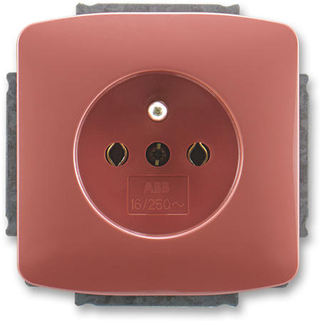 ABB 5518A-A2349 R2 Zásuvka jednonásobná s ochranným kolíkem, vřesová červená