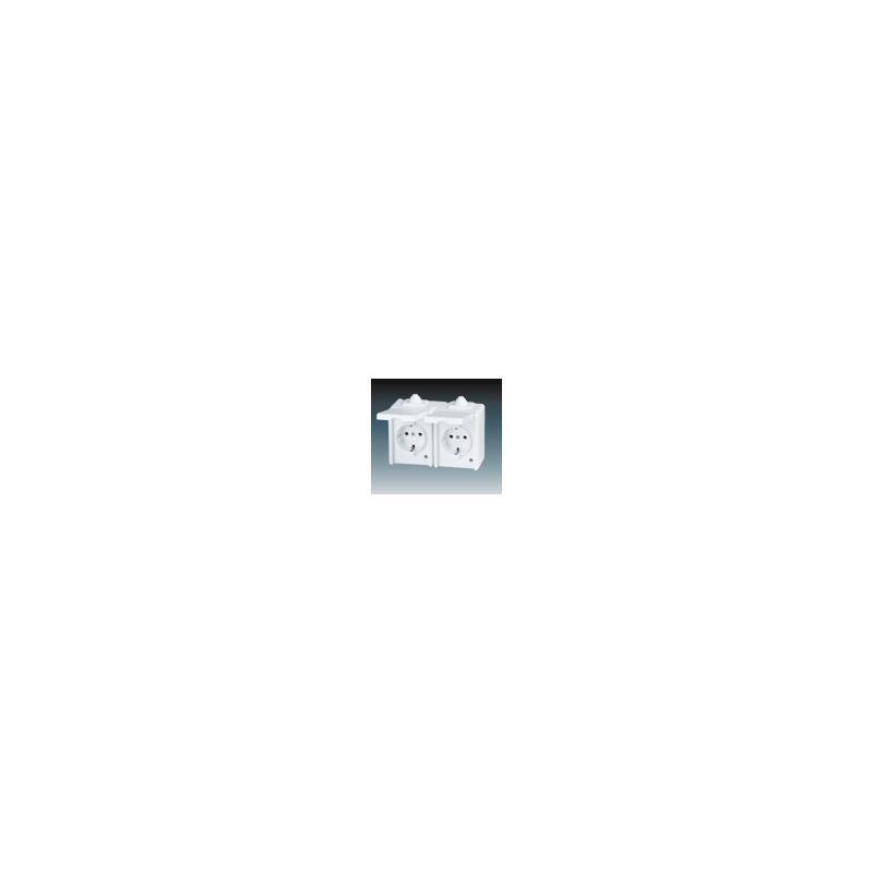 ABB 5518-3069 B Zásuvka dvojnásobná IP44, s ochr. kontakty (podle DIN), s víčky, bílá