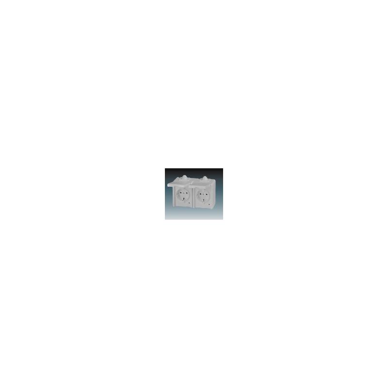 ABB 5518-3069 S Zásuvka dvojnásobná IP44, s ochr. kontakty (podle DIN), s víčky, šedá