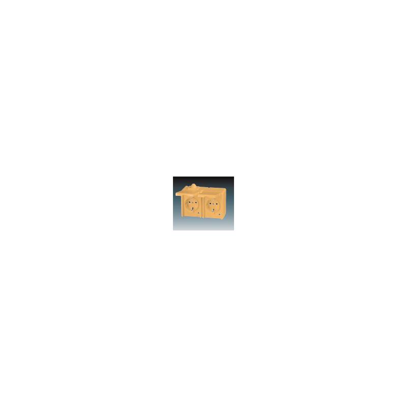 ABB 5518-3029 D Zásuvka dvojnásobná IP44, s ochr. kontakty (podle DIN), s víčky, béžová