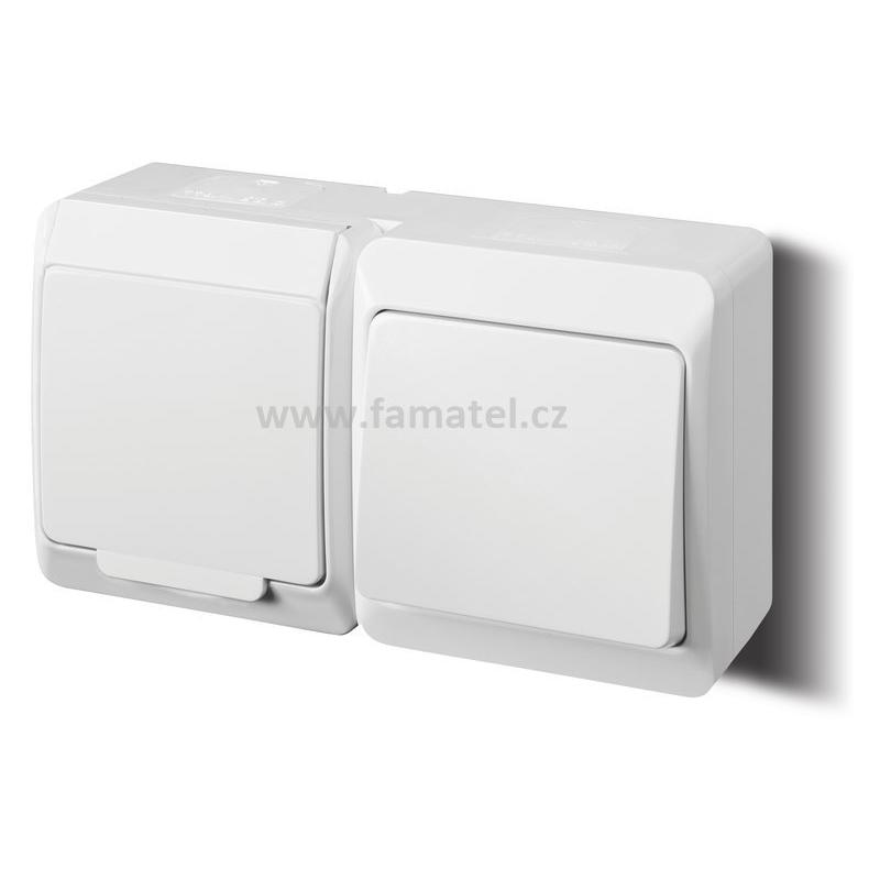 Famatel 5327-12 GALATEA IP44 Přepínač střídavý č.6 + zásuvka (bílá)