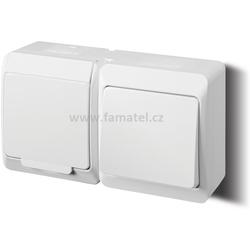 Famatel 5327-12 GALATEA IP44 Přepínač střídavý č.6 + zásuvka (bílá)