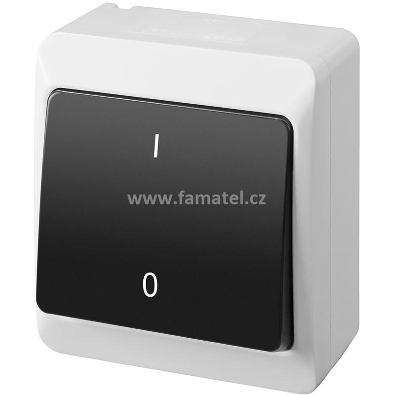 Famatel 5333-01 GALATEA IP44 Spínač dvoupólový č.2 (bílá / kolébka černá)