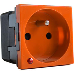 Legrand S77147 MOSAIC zásuvka 2P+T přepěťovou ochranou s optickou signalizací oranžová