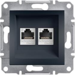 Schneider Electric EPH4800171 Asfora - Zásuvka datová 2xRJ45, kat.6 UTP, antracit