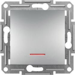 Schneider Electric EPH1600161 Asfora - Tlačítko s orientační kontrolkou 1/0So bezšroubové, alu
