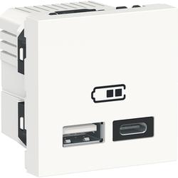 Schneider Electric NU301818 Unica - Dvojitý nabíjecí USB konektor A+C 2.4A, 2M, Bílý
