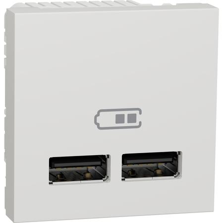 Schneider Electric NU341818 Unica - Dvojitý nabíjecí USB A+A konektor 2.1A, 2M, Bílý