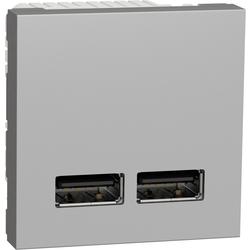 Schneider Electric NU341830 Unica - Dvojitý nabíjecí USB A+A konektor 2.1A, 2M, Aluminium