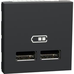 Schneider Electric NU341854 Unica - Dvojitý nabíjecí USB A+A konektor 2.1A, 2M, Antracit
