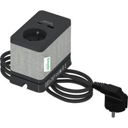 Schneider Electric INS44053 Unica System+ - Stolní box S se zásuvkou 250V/16A + nabíječkou USB A 3.1A, Antracit