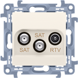 Simon CASK2.01/41 Anténní zásuvka SAT-SAT-RTV dvojitá satelitní útlum:1dB krémová