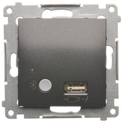 Simon D7501385.01/48 Bluetooth přijímač s USB nabíječkou antracit, metalizovaná