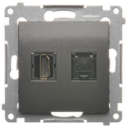 Simon DGHRJ45.01/48 Zásuvka HDMI + datová RJ45 kat.6 antracit, metalizovaná