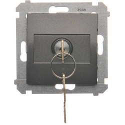 Simon DW1K.01/48 Spínač jednopólový na klíček - 2 polohový „0-I” (přístroj s krytem) 5A 250V, pro pájení, antracit, metalizovaná