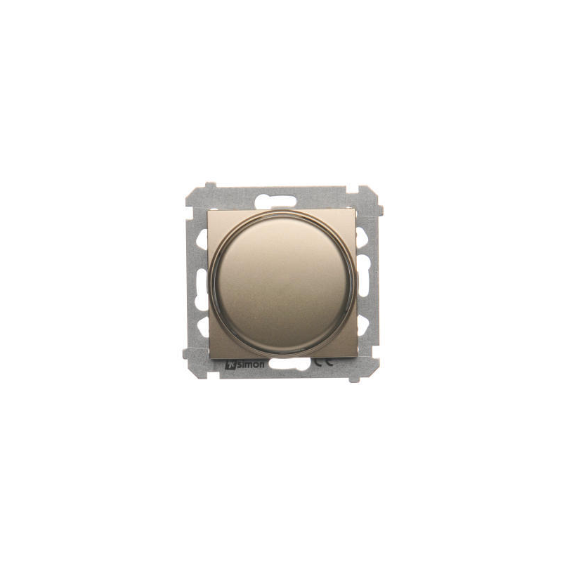 Simon DS9L.01/44 Stmívač pro stmívatelné LED, otočné ovládání, tlačítkové spínání, jednoobvodový zlatá matná, metalizovaná se schodišťovým spínačem:Ano