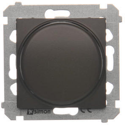 Simon DS9L.01/46 Stmívač pro stmívatelné LED, otočné ovládání, tlačítkové spínání, jednoobvodový hnědá matná, metalizovaná se schodišťovým spínačem:Ano