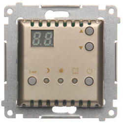 Simon DTRNW.01/44 Digitální programovatelný termostat s vestavěným snímačem teploty zlatá matná, metalizovaná