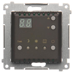 Simon DTRNW.01/46 Digitální programovatelný termostat s vestavěným snímačem teploty hnědá matná, metalizovaná