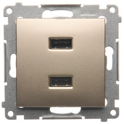 Simon DC2USB.01/44 Dvojitá USB nabíječka zlatá matná, metalizovaná 2,1A