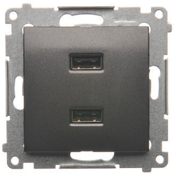 Simon DC2USB.01/48 Dvojitá USB nabíječka antracit, metalizovaná 2,1A