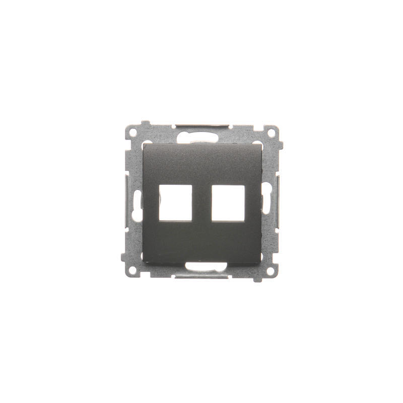 Simon DKP2.01/48 Teleinformační kryt zásuvek na Keystone plochá, dvojitá antracit, metalizovaná