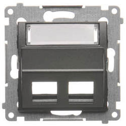 Simon DKP2S.01/48 Krytka datové zásuvky pro Keystone, dvojitá, zkosená antracit, metalizovaná