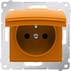 Simon DGZ1BUZP/32 Kryt zásuvky s uzemněním - IP44 - vičko v barvě krytu, antibakteriální oranžový