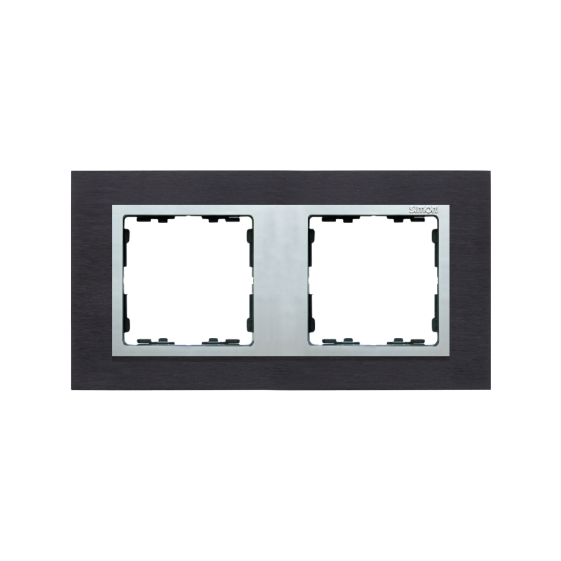 Simon 82927-38 Rámeček 2 - násobný kovový inox černý / hliník